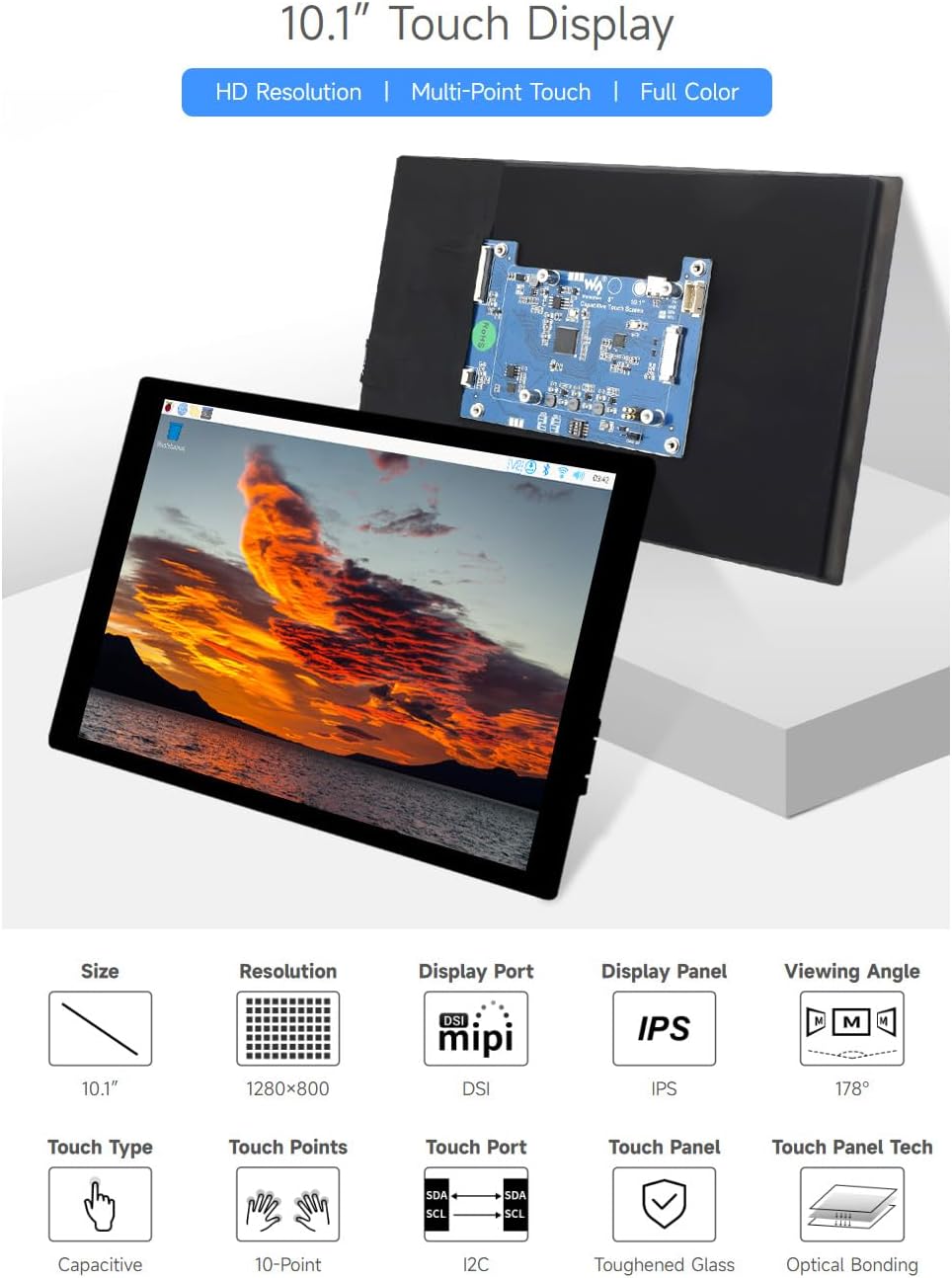 Waveshare 10,1-calowy pojemnoś – Raspberry Pi 10.1 Inch Capacitive Touch Screen Ips recenzja i cena